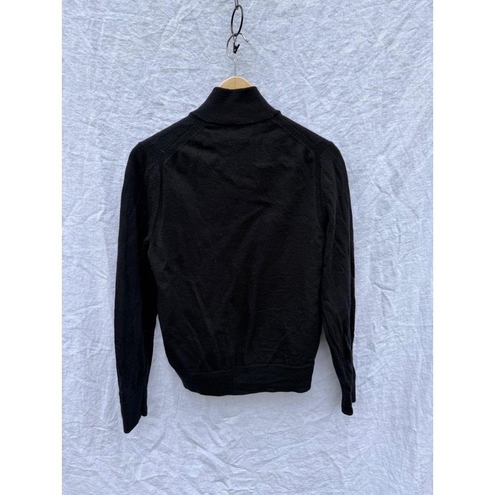 Banana Republic Quarter Zip Sweater Womens Black Extra Fine Merino Wool Medium - Picture 2 of 6